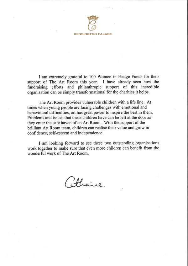 Letter from Duchess of Cambridge